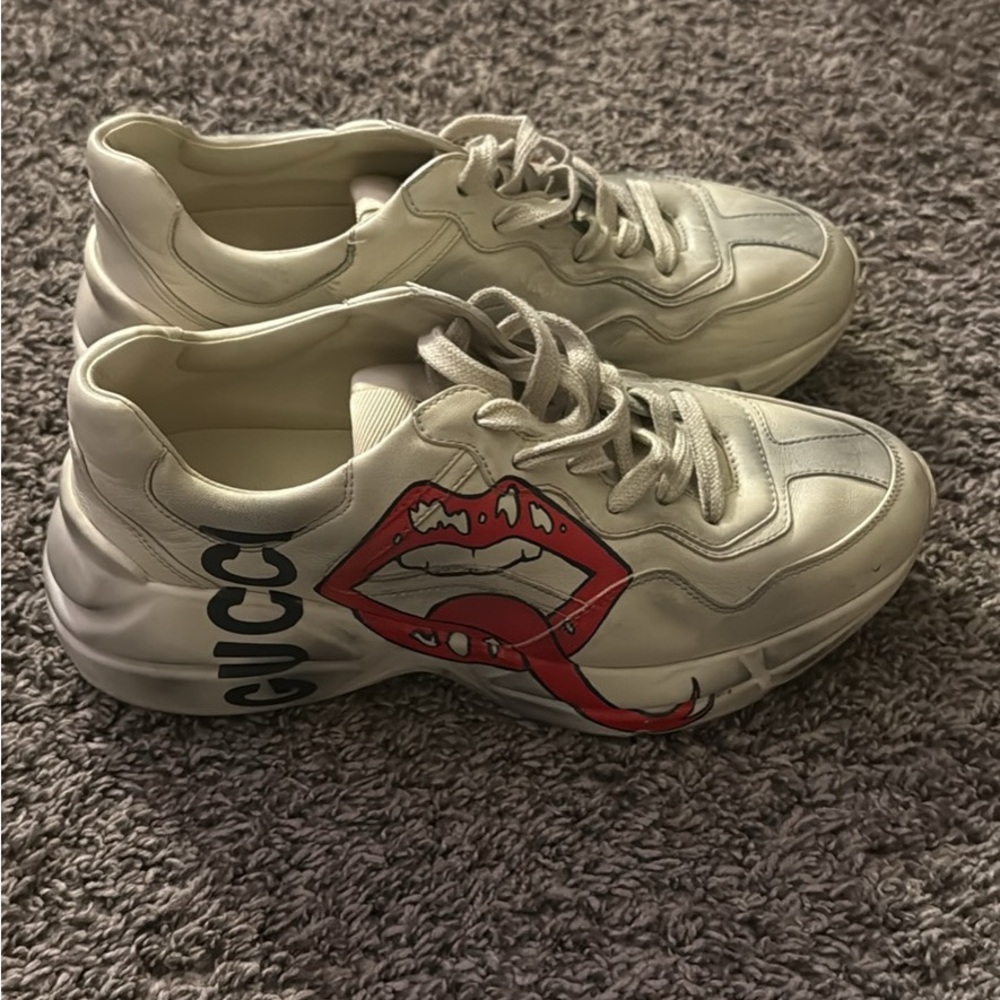 Gucci Rython Mouth Leather Sneakers